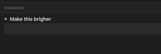 Marker notes for the selected clip shown inline in the inspector